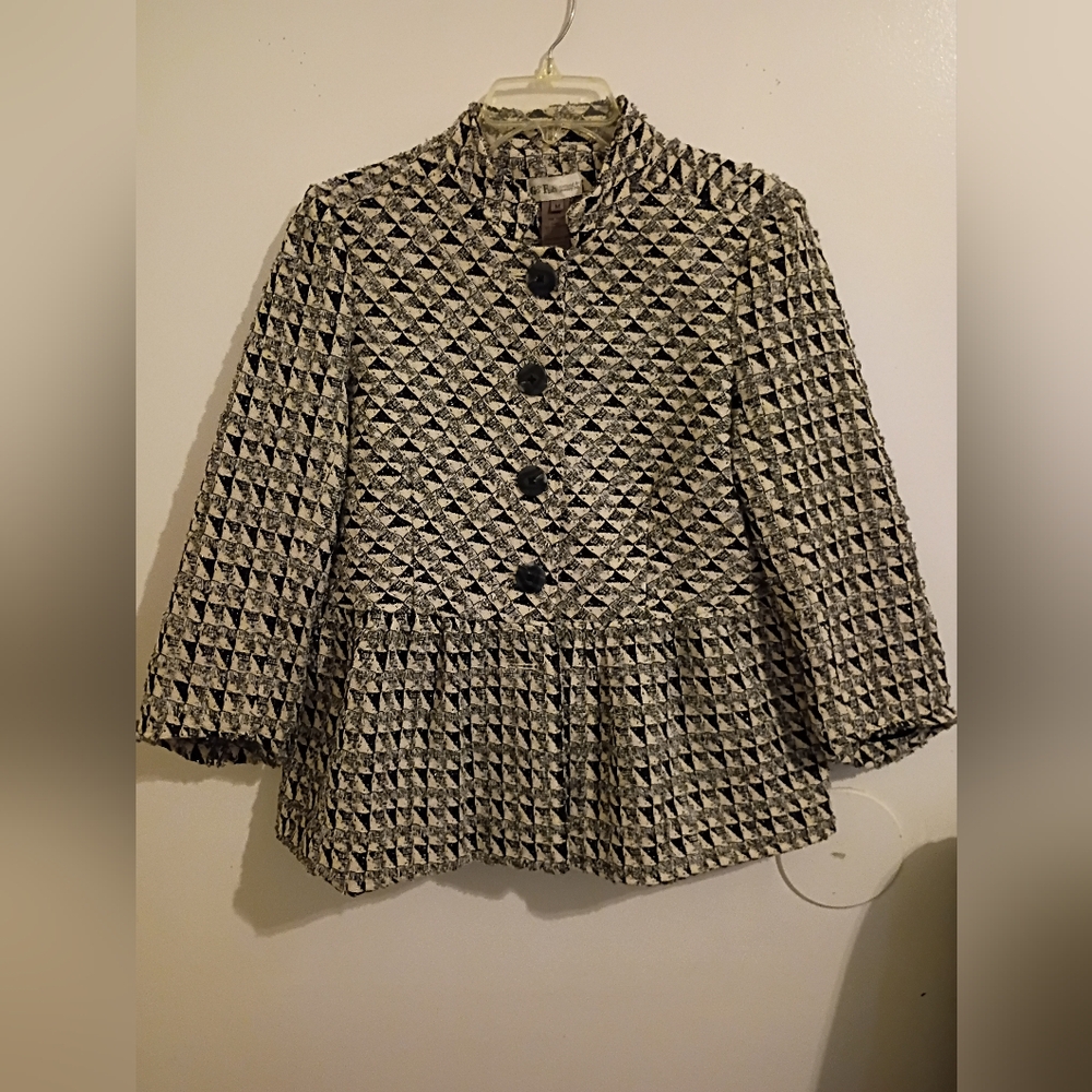 Go Fish Women's Navy Blue  and White‎ Textured Jacket